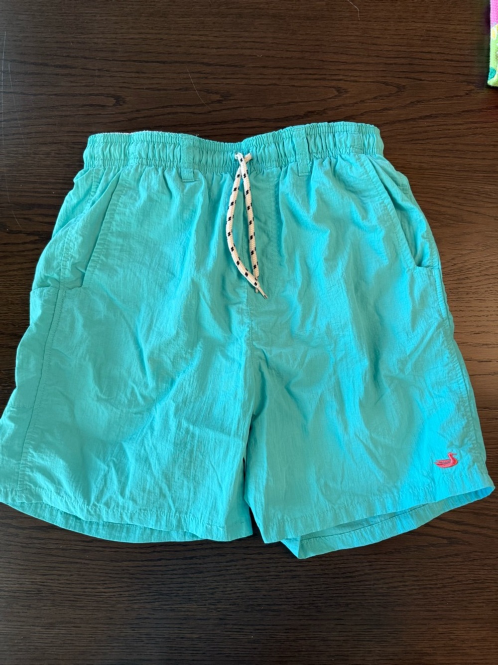 Southern marsh youth L, Light Teal Swim Shorts with Drawstring